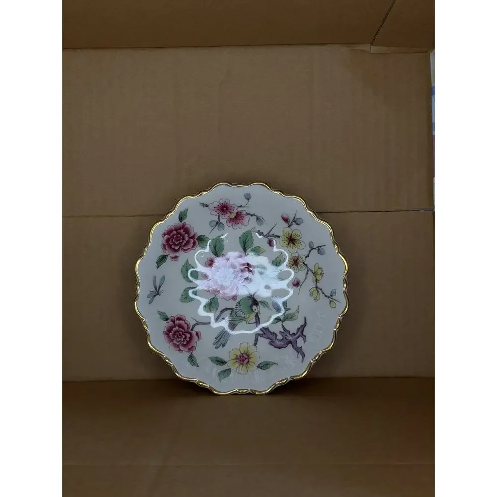 James Kent Old Foley Vintage Chinese Rose Trinket Bowl Porcelain Gold Trim